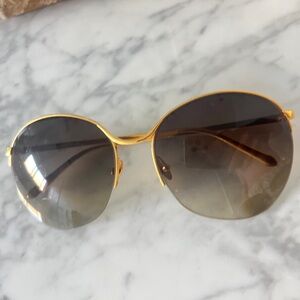 Linda Farrow Gold and Black Sunglasses